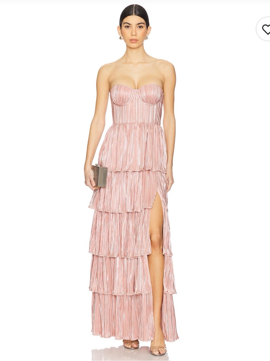 Lovers + Friends Rose Gold Strapless Tiered Maxi Dress